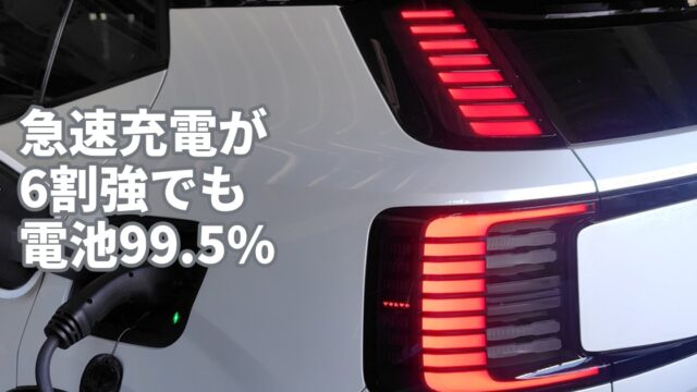 急速充電が6割強でも電池99.5%｜EX30の充電口と急速充電プラグ